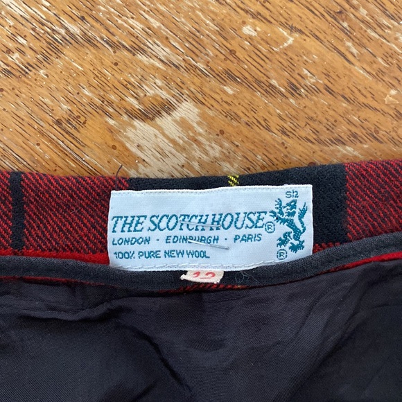 100% WOOL PLAID PLEATED VINTAGE MIDI SKIRT - Picture 6 of 7